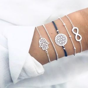 🎉 New Hamsa Hand & Infinity Boho Bracelet Set